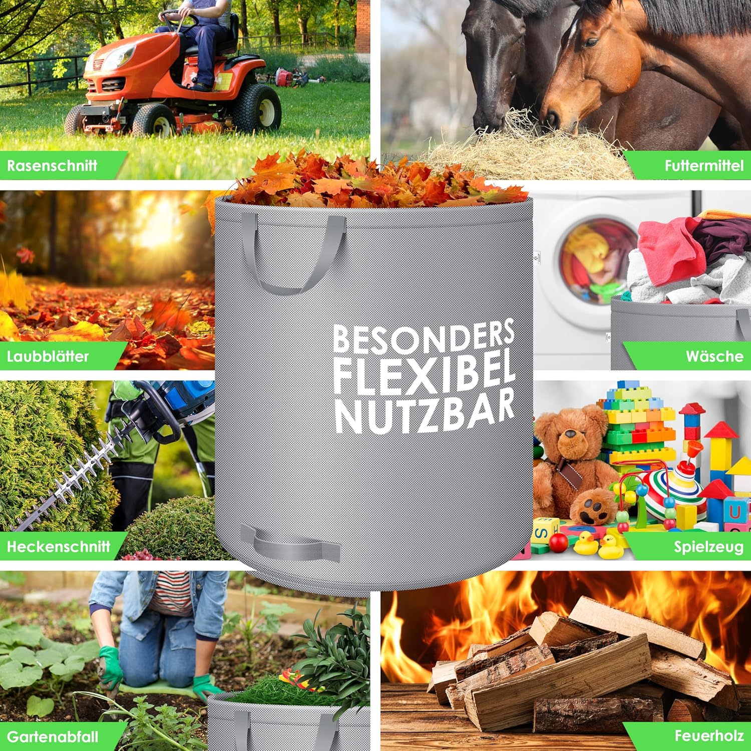 KESSER® Tuinafvalzak - Sterke Tuinzak - Bladzak - 2x500L - Grijs