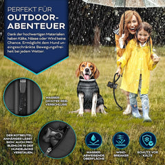 TRESKO® Hondenjas voor de winter, met reflectoren, incl. 15 stuks, poepzakken + dispenser, waterdichte hondenjas met harnas, gevoerd hondenvest (M, zwart)