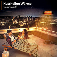 TRESKO Infrarood staande warmtestraler, 2000 W, elektrische warmtestraler voor het terras, met 3 warmtestanden, terrasstraler voor binnen en buiten, infraroodstraler met led-display