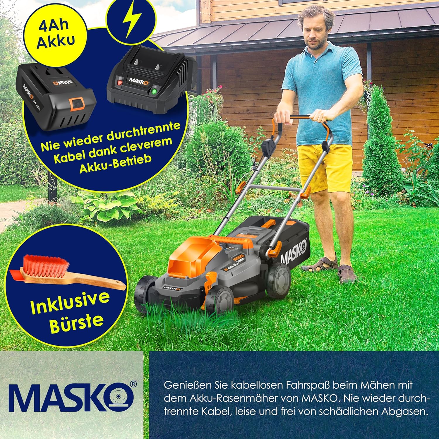 MASKO® Elektrische grasmaaier - Grastrimmer - 37cm - Grijs