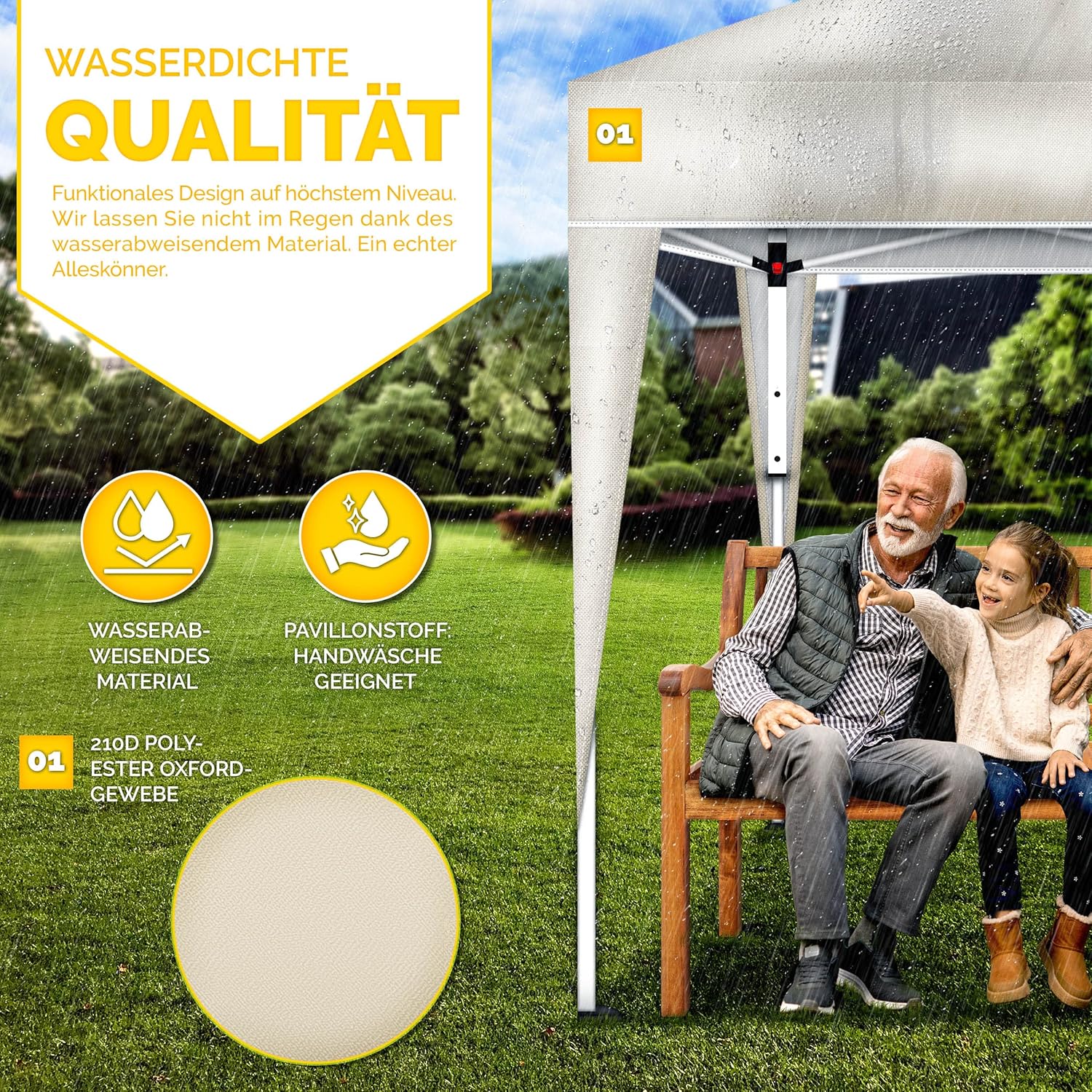 Tillvex® Partytent - 3x3m - Paviljoen - Easy Up - Crème