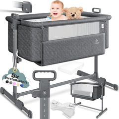 KESSER® 3in1 Ledikant - Babybed - Verstelbaar - Inklapbaar - Grijs •