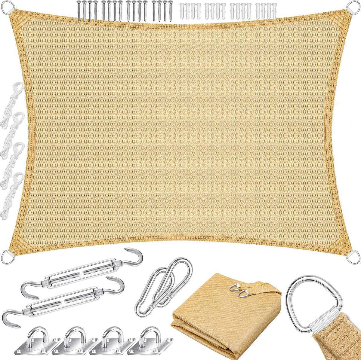 Schaduwdoek - Zonnezeil - Rechthoekig - 2x4 m - Zand - KESSER®