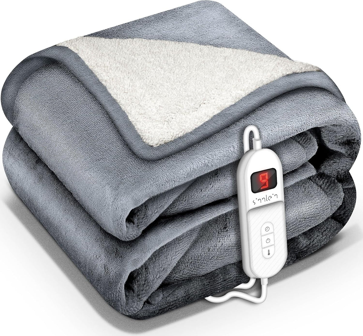 sinnlein® Elektrische deken met automatische uitschakeling, 180 x 130 cm, TÜV SÜD GS-getest, elektrische warmtedeken met 9 temperatuurniveaus, knuffeldeken, wasbaar, bed, bank, elektrische deken, met