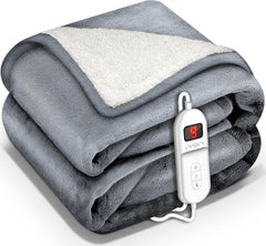 sinnlein® Elektrische deken met automatische uitschakeling, 180 x 130 cm, TÜV SÜD GS-getest, elektrische warmtedeken met 9 temperatuurniveaus, knuffeldeken, wasbaar, bed, bank, elektrische deken, met
