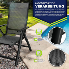 Tuinstoel - Ligstoel - Verstelbaar - Opvouwbaar - Zwart - Tillvex®