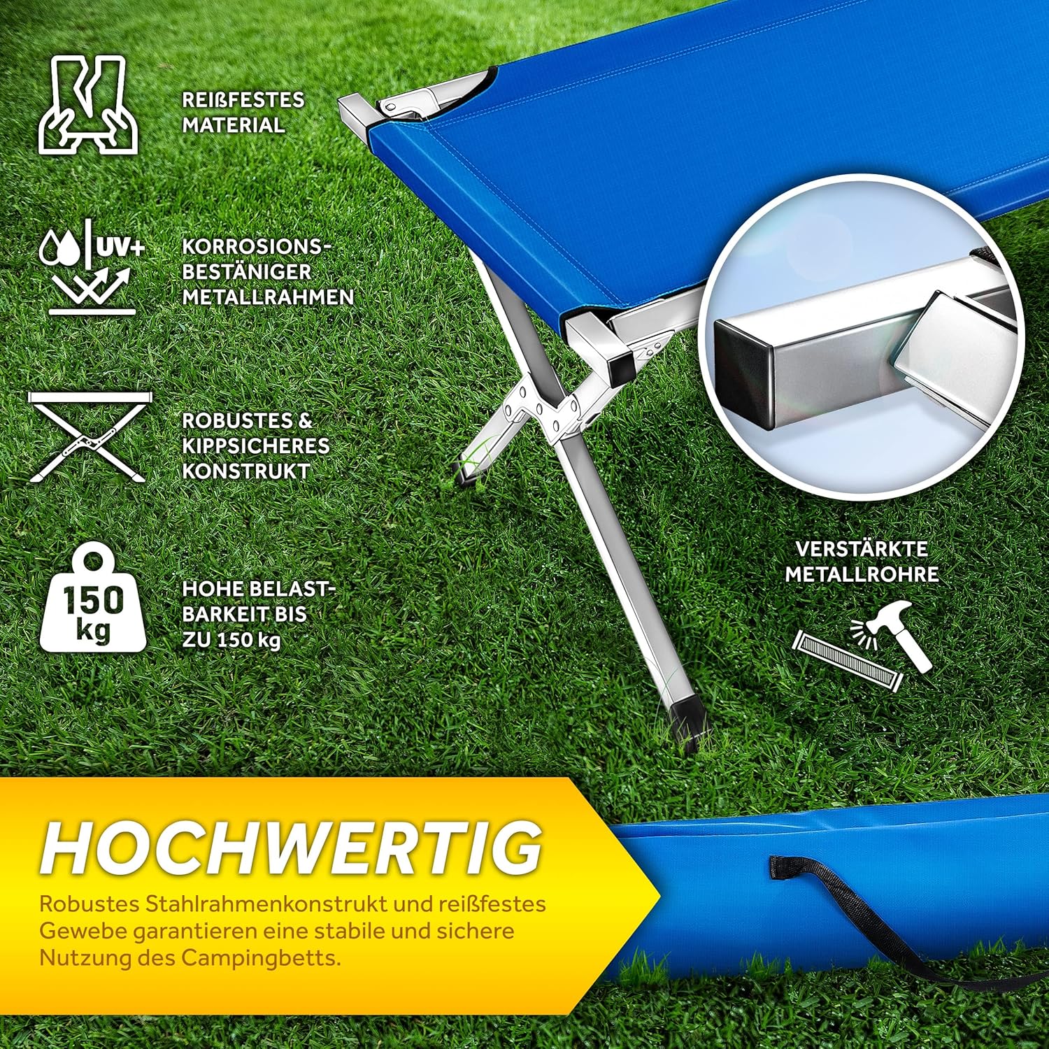 Veldbed - 1 Persoons - Kampeerbed - Stretcher - Blauw - TRESKO®