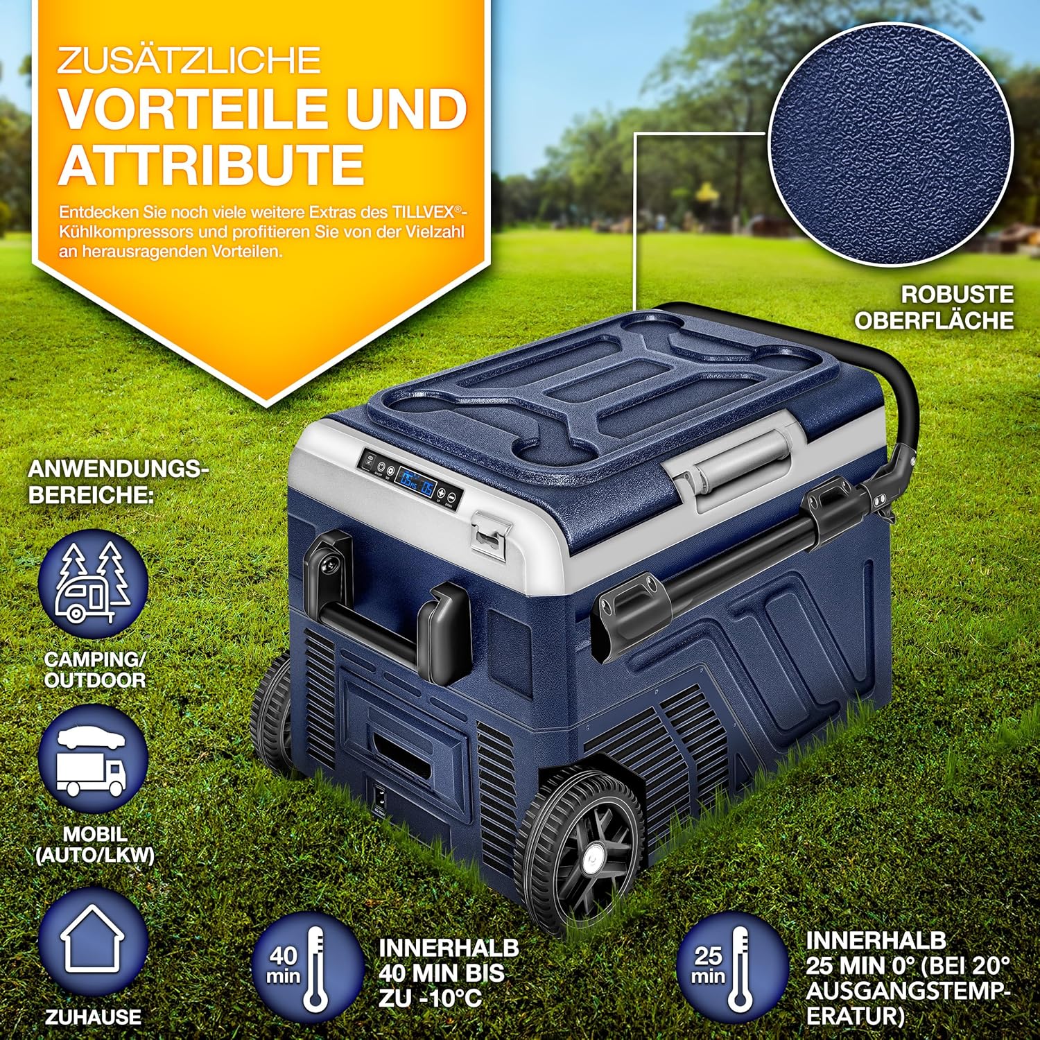 Tillvex® Elektrische Koelbox - Compressor - tot -20°C - 40L - Blauw