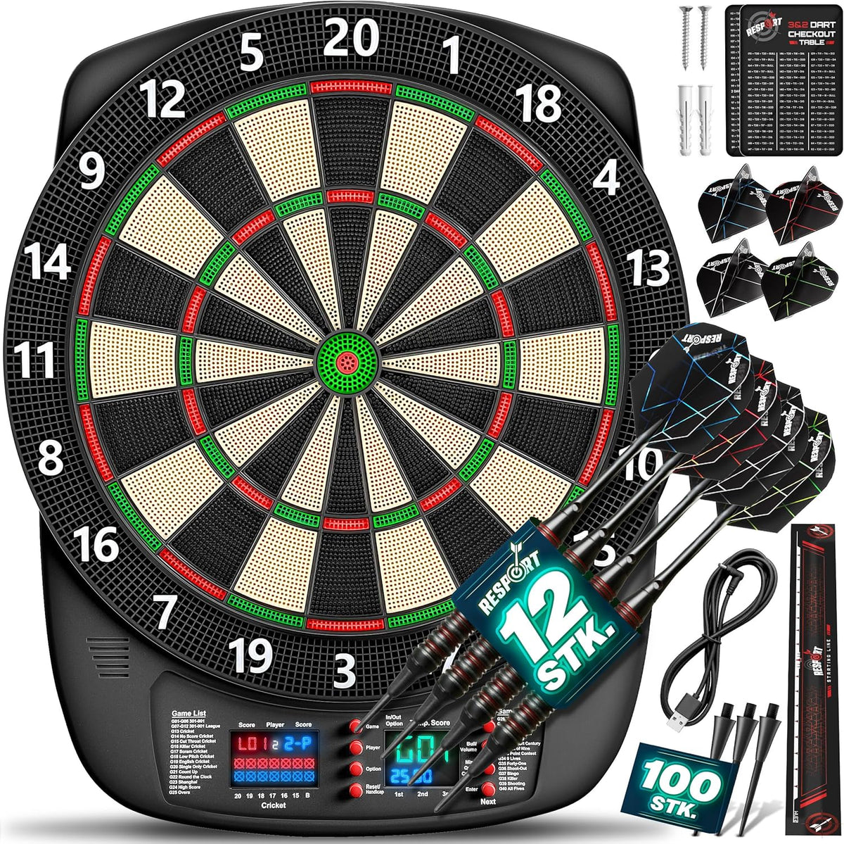 Elektrisch Dartbord - Met 12 darts - Dartboard - RE:SPORT •