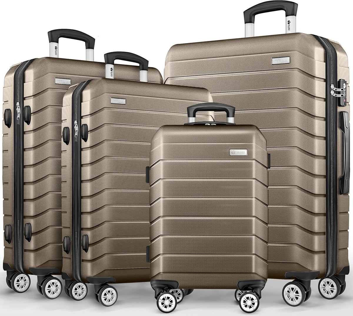 Tillvex® Reiskofferset - 4-delig - ABS- Kofferset - Roségoud