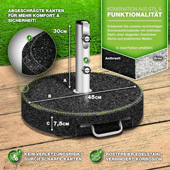 Parasolvoet - Parasolstandaard - Graniet - 27 kg - Grijs - Tillvex®