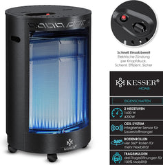 KESSER® Gaskachel, keramiek, 4200 watt, incl. gasdrukregelaar, gasslang, inclusief beschermhoes, gaskachel, infrarood keramische brander, butaan- of propaangasflessen, zwart