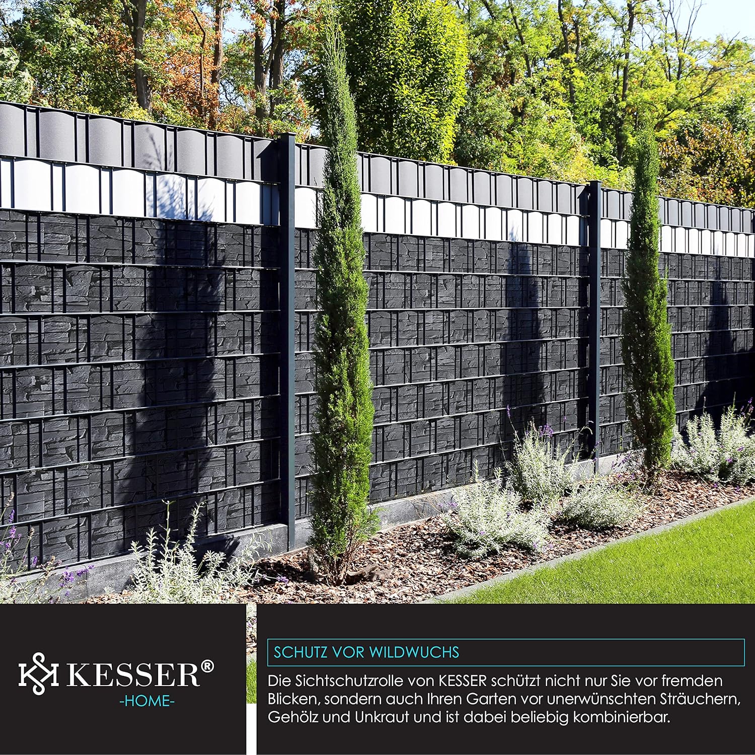 Vlechtband - Privacyfolie - Hekfolie - 70m - PVC - Grijs - KESSER®