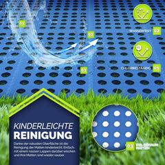 tillvex® Zwembadmat, 4 stuks met gaten, 51 x 51 cm, onderlegmat, zwembad & kinderbadje, vloermat outdoor, zwembadonderlegger, vloerbescherming, matten, whirlpool, tegels, warmte-isolerend