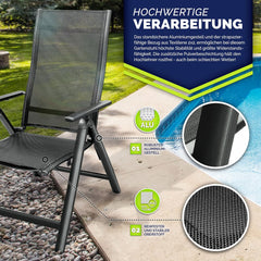 Tuinstoel - Ligstoel - Verstelbaar - Opvouwbaar - Antraciet - Tillvex®