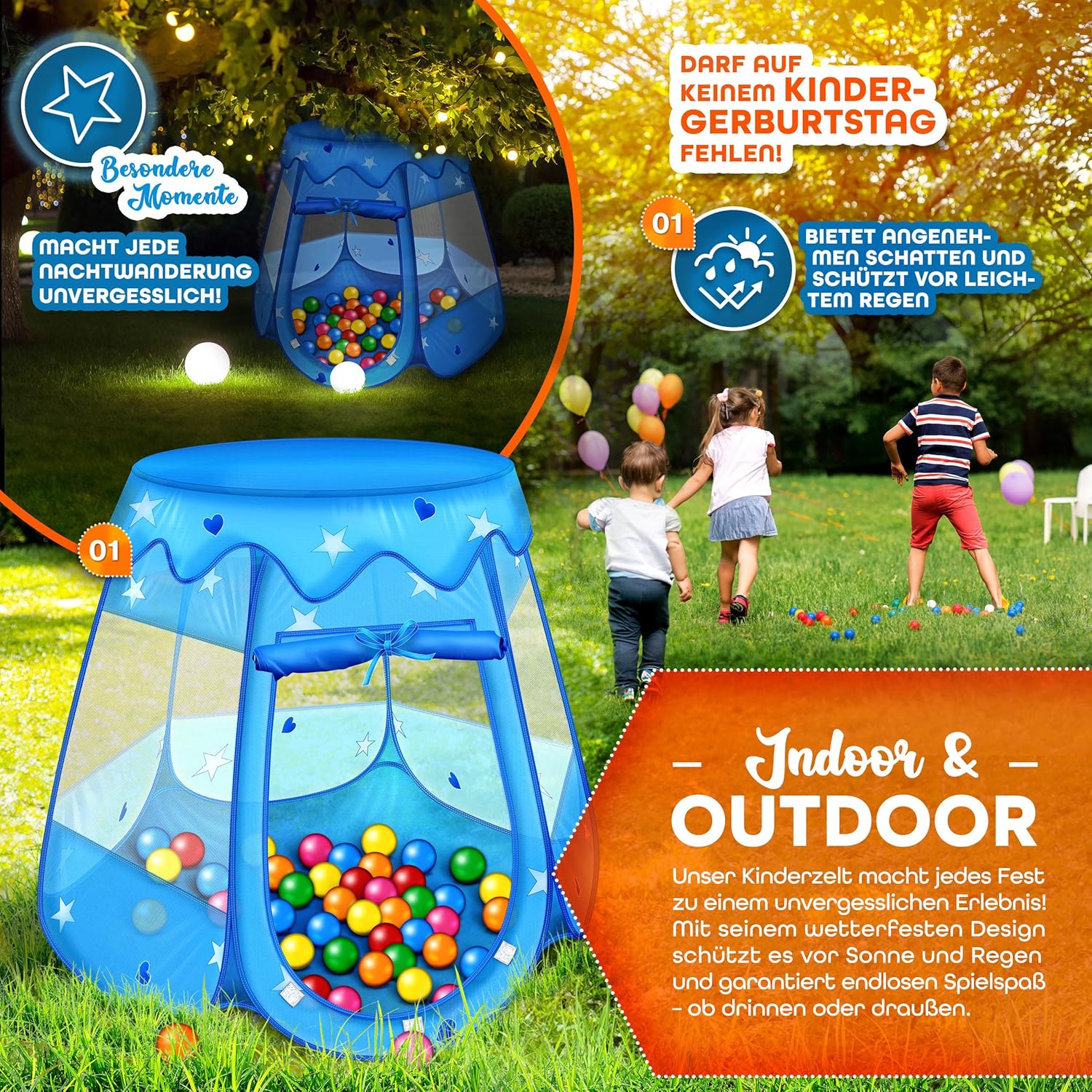 KIDUKU® Speeltent - Kindertent - Speelhuisje - Blauw