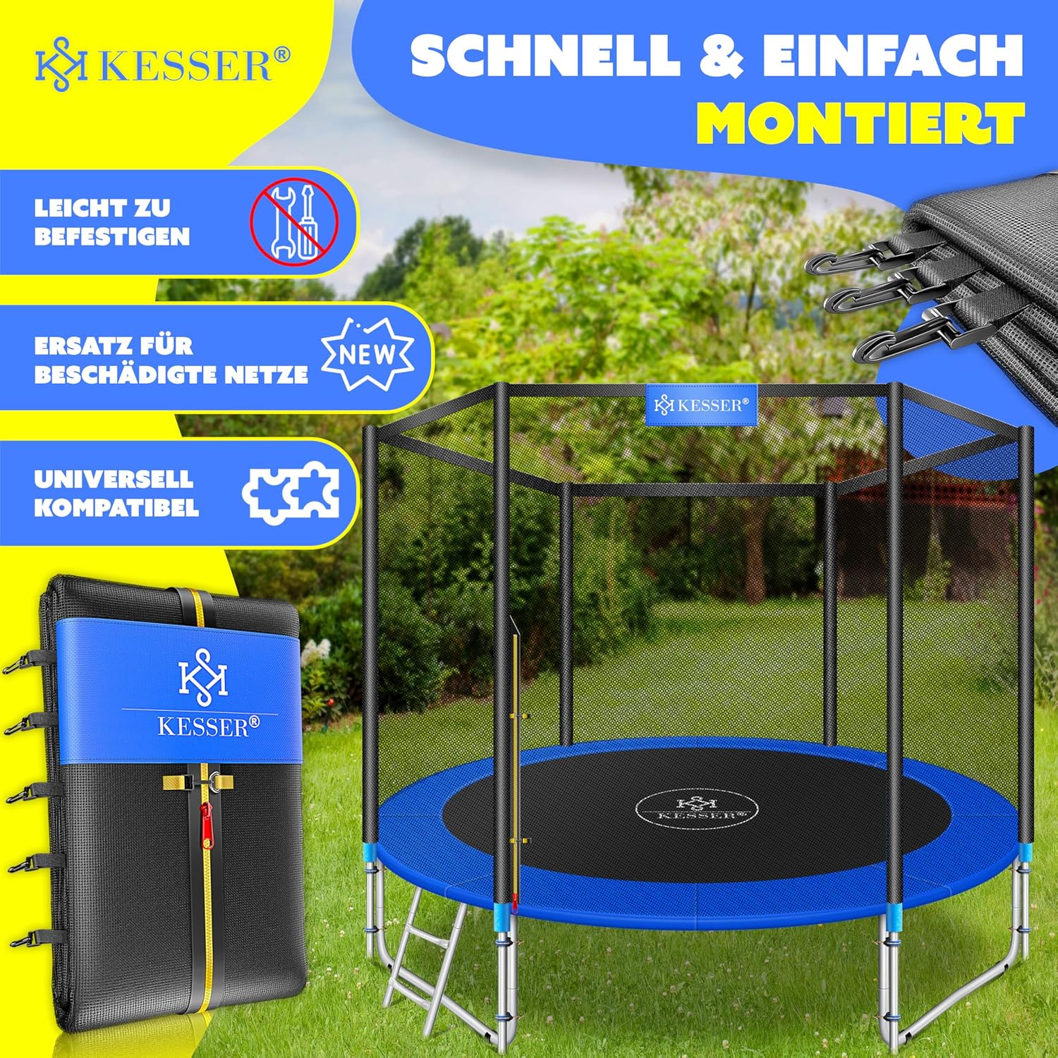 KESSER® Veiligheidsnet Trampoline - Trampolinenet - Ø427cm - Zwart