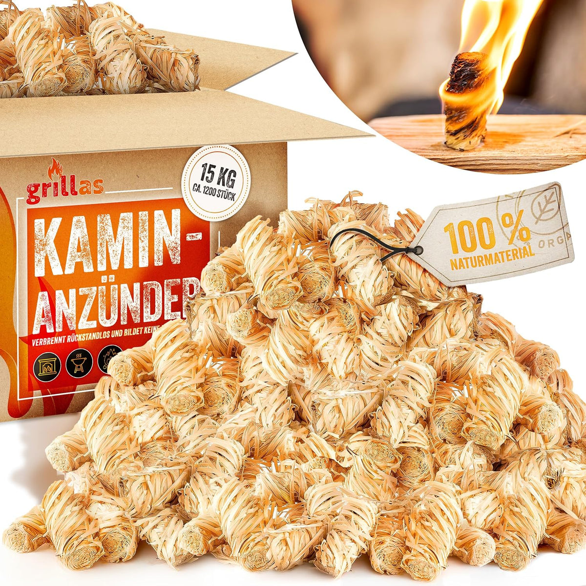 Aanmaakwokkels - Aanmaakkrullen - Aanmaakblokjes - 15kg - Grillas
