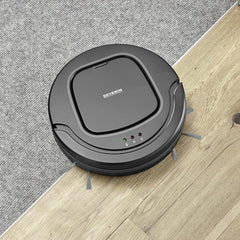 SEVERIN Chill® RB 7023 Robotstofzuiger, krachtige robotstofzuiger voor harde vloeren en laagpolige tapijten, extra platte reinigingsrobot met trapdetectie, platinagrijs •