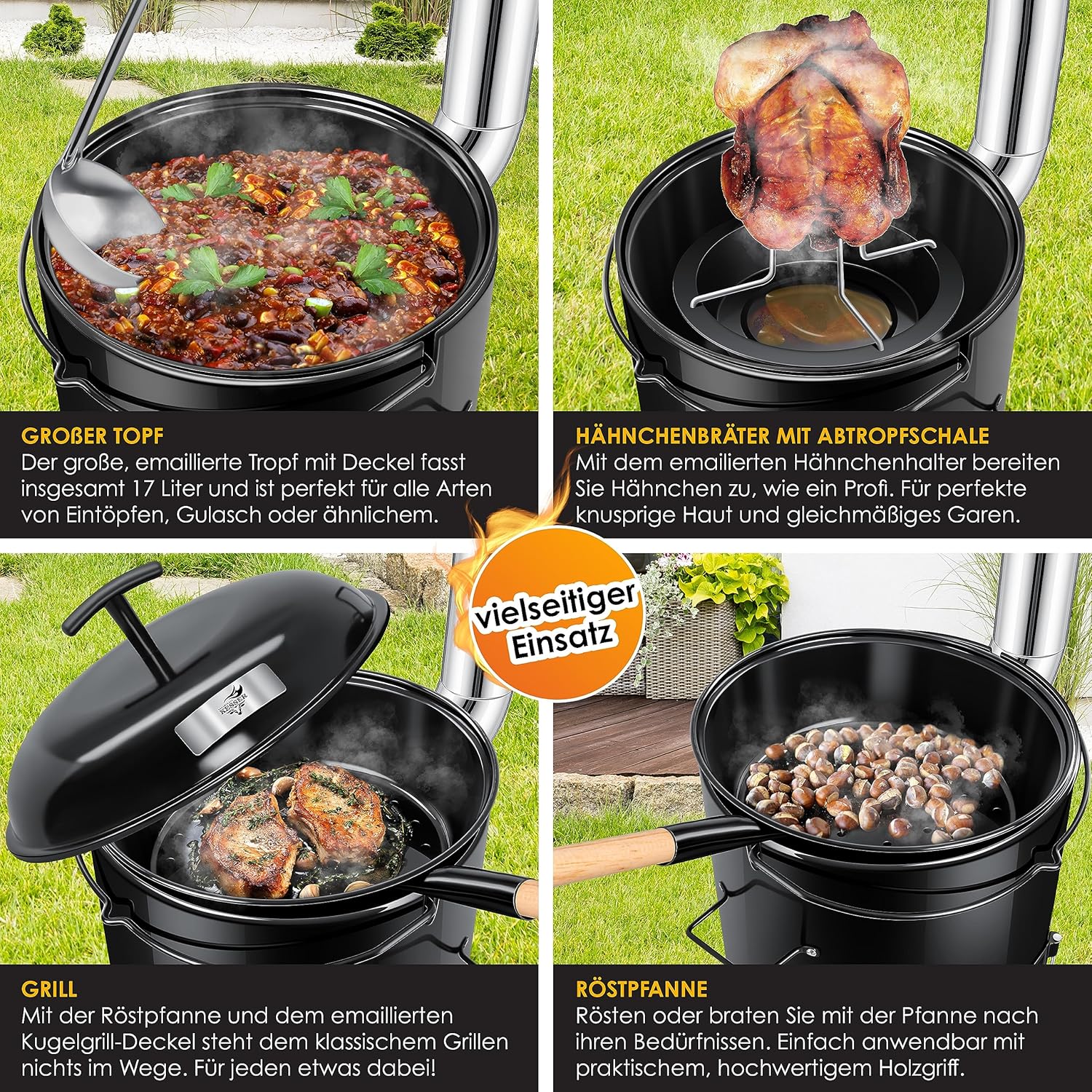 KESSER® Goulashketel - Goulashpot - Kookpot - Geëmailleerd - Zwart
