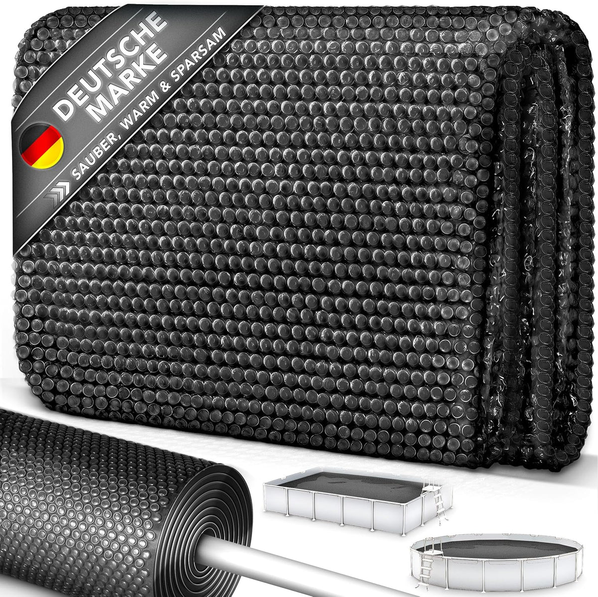 Tillvex® Zwembad zonnezeil - Afdekzeil - 450x220cm - Zwart