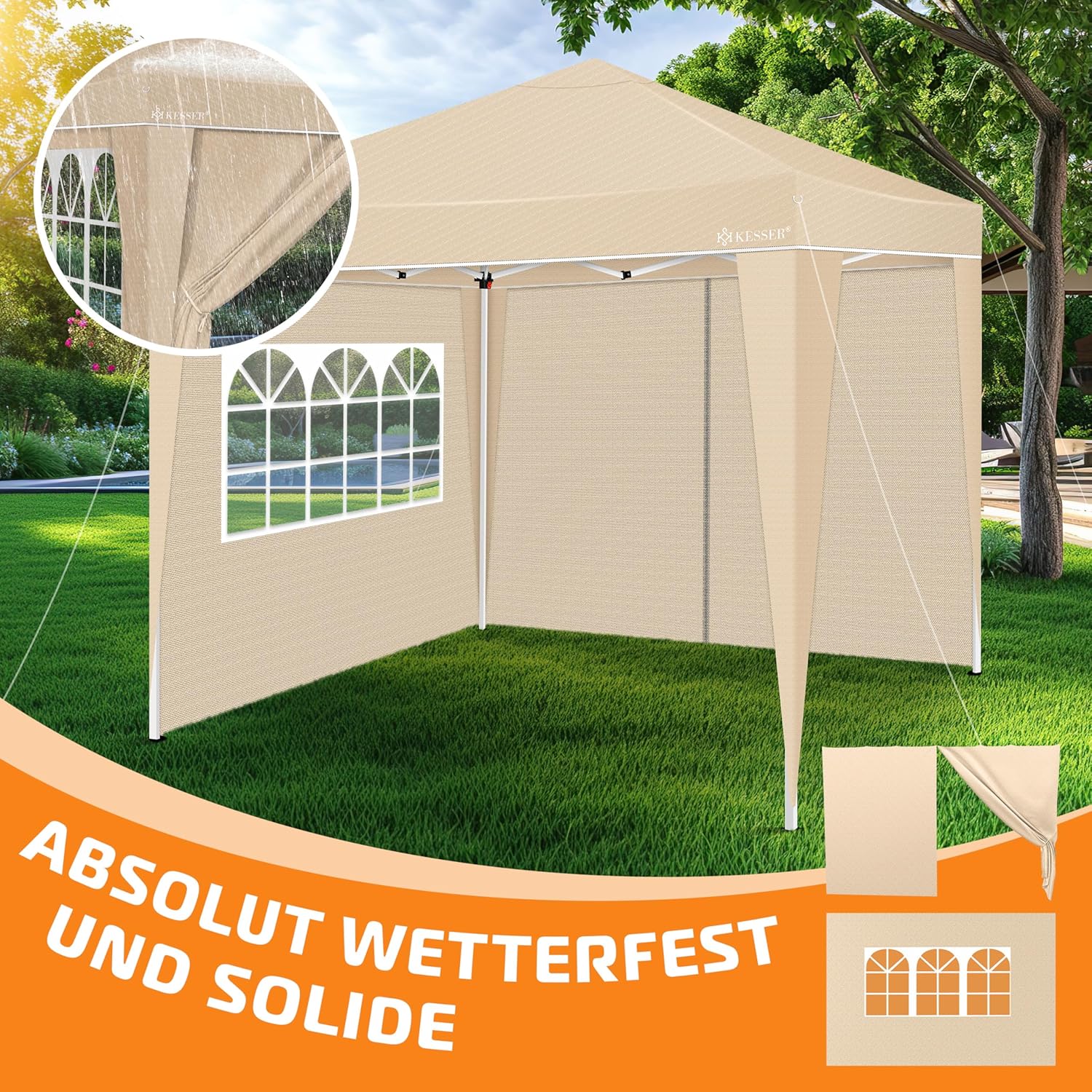 KESSER® Zijwand voor paviljoen - 3x3m - Beige