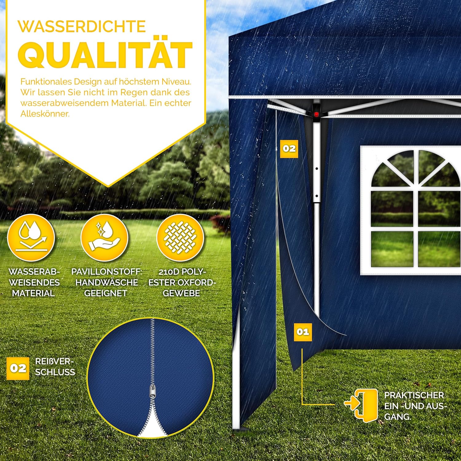 Tillvex® Partytent - 3x6m - Paviljoen - Easy Up - Blauw
