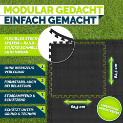 tillvex® Vloerbeschermingsmat voor zwembad, 16 stuks, 62,5 x 62,5 cm, onderlegmat, 1 cm dik, voor zwembad, kinderbad, whirlpool, zwembadmat, vloermat, outdoor, zwembadonderlaag, vloerbescherming