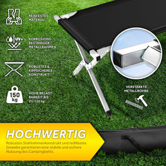 Veldbed - 1 Persoons - Kampeerbed - Stretcher - Zwart - TRESKO®