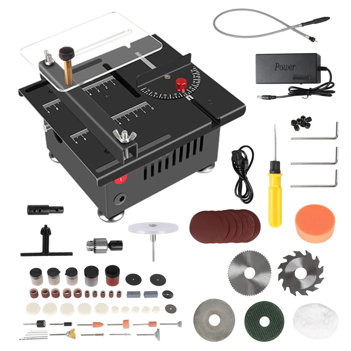 Elektrische tafelzaag - Zaagtafel - 100W - 5000RPM - Zwart •