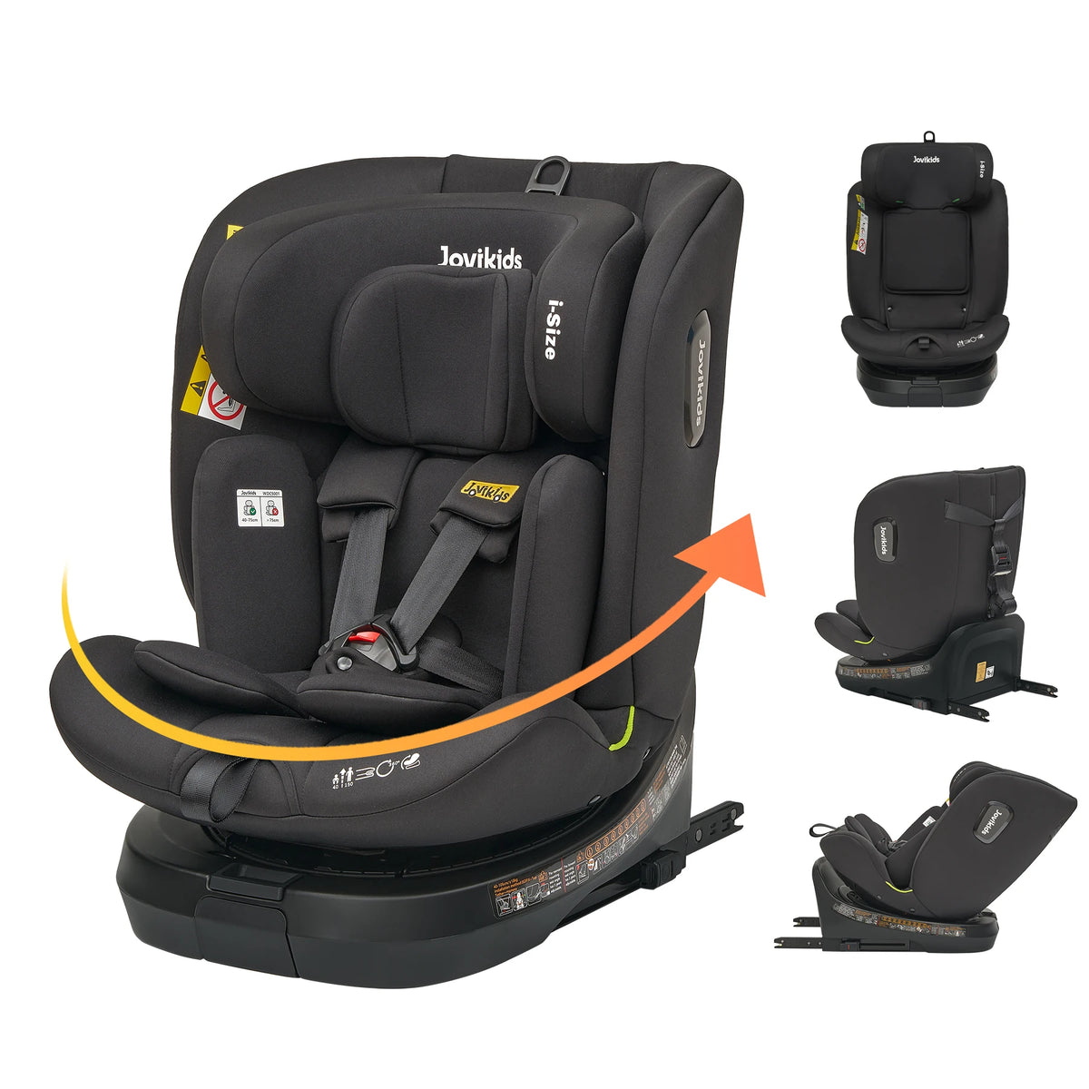 Autostoel - Isofix Autostoeltje - 0-12 jaar - Zwart - Jovikids