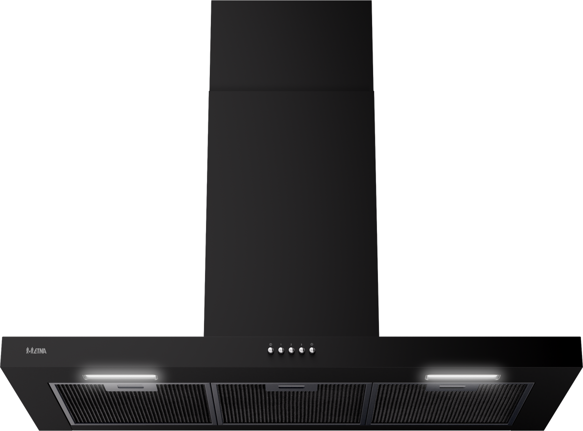 ETNA AB390ZT - Blokmodel schouwkap - 90 cm - Matzwart - A++