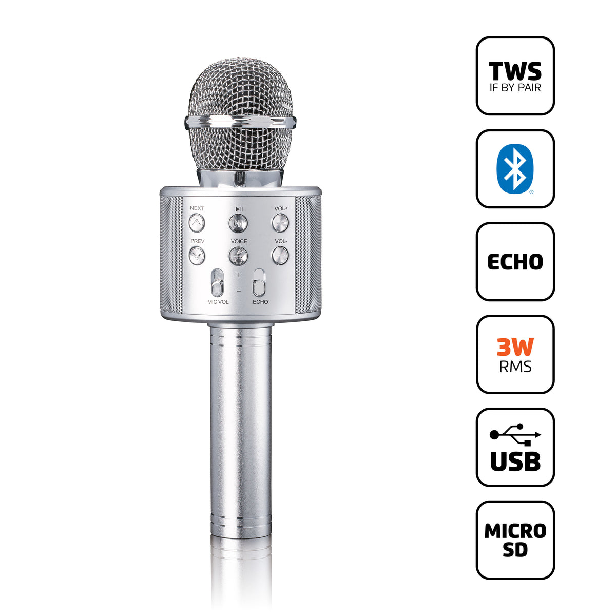 Lenco Karaokemicrofoon met Bluetooth-luidspreker, USB en Micro SD-speler