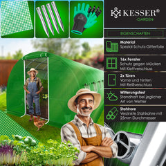 Tuinkas - Kweekkas - Broeikas - Foliekas  800x300 cm - Groen - KESSER®