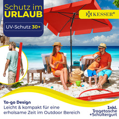 Stokparasol - Parasol - 200x125 cm - Tuinparasol - Rood - KESSER