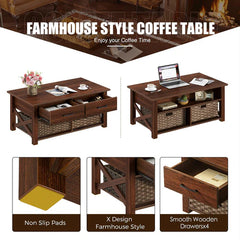Salontafel met opbergruimte - Koffietafel - 100x50 cm - Bruin - Rolanstar