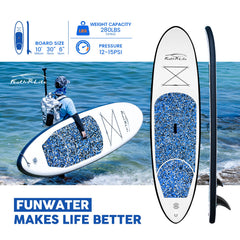 FUNWATER Opblaasbaar, 305 x 78 x 15 cm, superlichte SUP voor alle moeilijkheidsgraden, alles inclusief, stand-up padddle-board, adj peddel, pomp, ISUP reis-rugzak, lijn, waterdichte tas, blauw | FunWater, peddel, luchtpomp, rugzak, kajakstoel