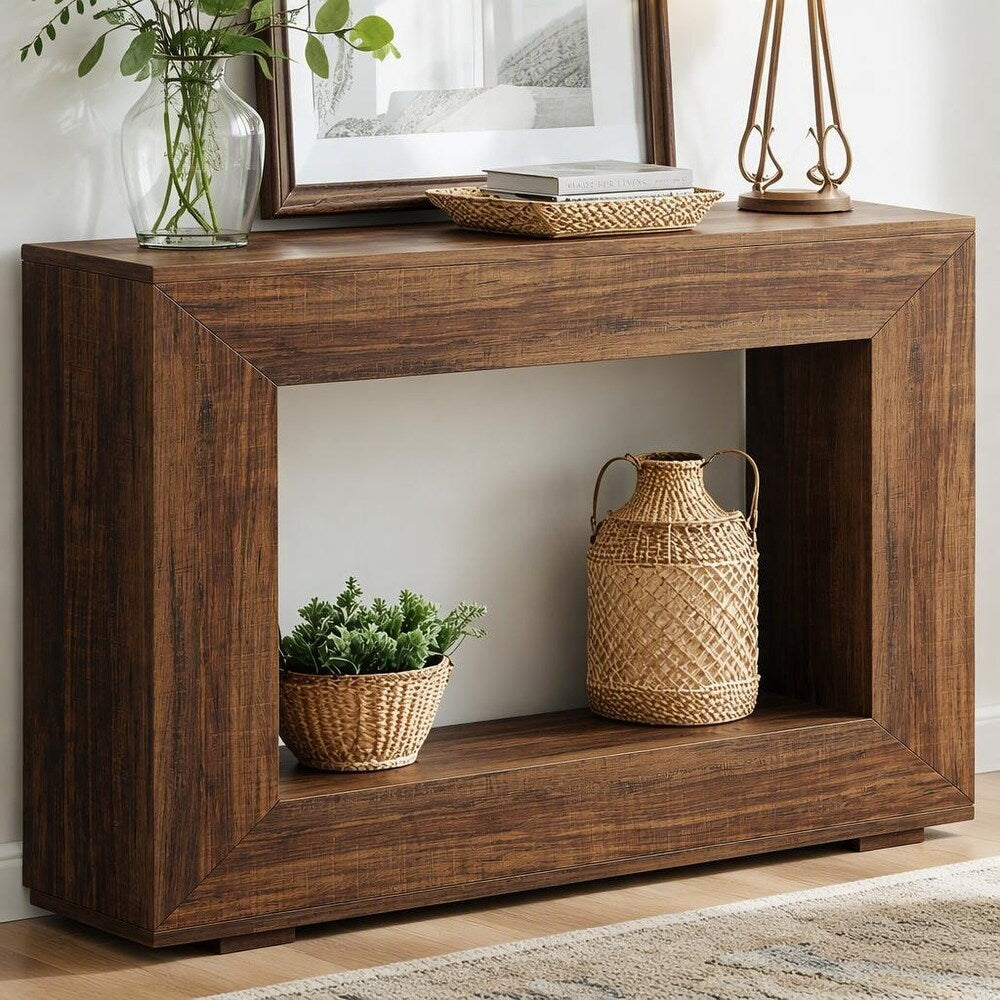 Tribesigns Consoletafel, 120 x 30 x 83,5 cm, bijzettafel, gangtafel, banktafel voor kleine ruimtes, consoletafel met opbergruimte bij de entree, hal, woonkamer, vintage bruin