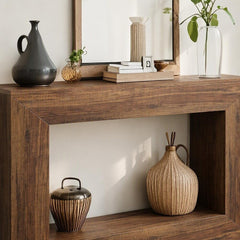 Tribesigns Consoletafel, 120 x 30 x 83,5 cm, bijzettafel, gangtafel, banktafel voor kleine ruimtes, consoletafel met opbergruimte bij de entree, hal, woonkamer, vintage bruin