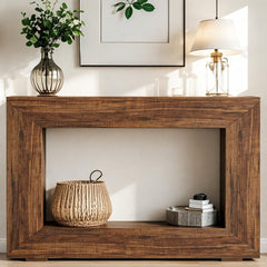 Tribesigns Consoletafel, 120 x 30 x 83,5 cm, bijzettafel, gangtafel, banktafel voor kleine ruimtes, consoletafel met opbergruimte bij de entree, hal, woonkamer, vintage bruin