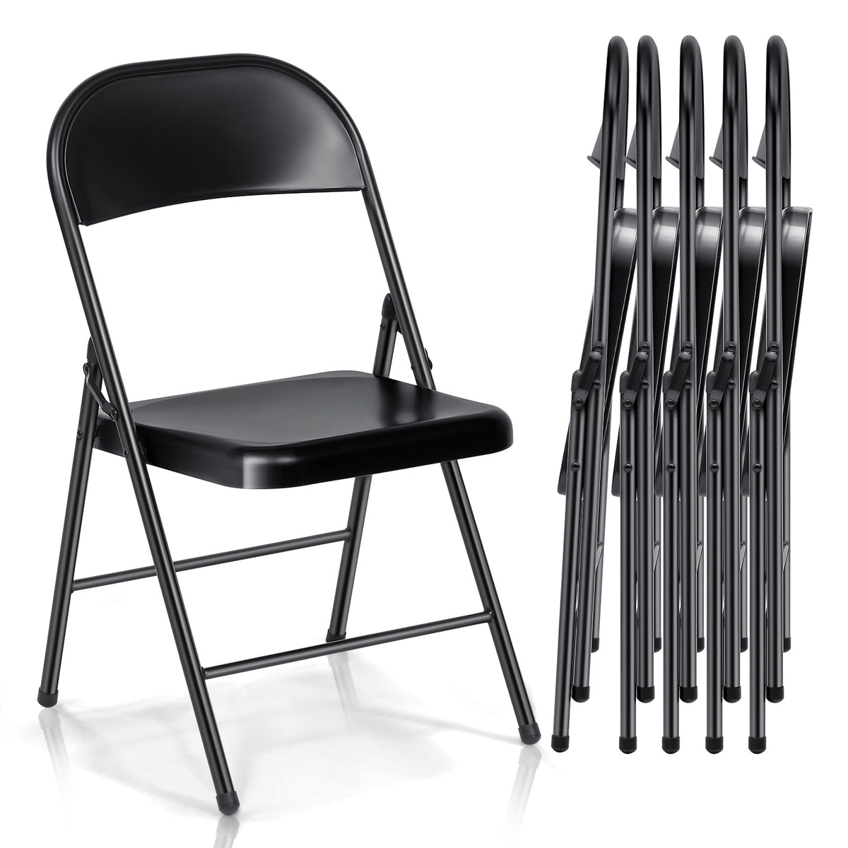 Klapstoelen - Vouwstoelen - Set van 6 - Eettafelstoelen - Zwart - Furnibear