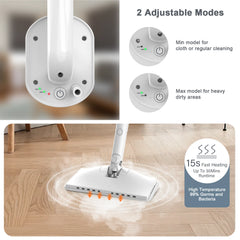 Stoomreiniger vloer - Vlekkenreiniger - Stoomapparaat - 1200W - Wit - Teendow