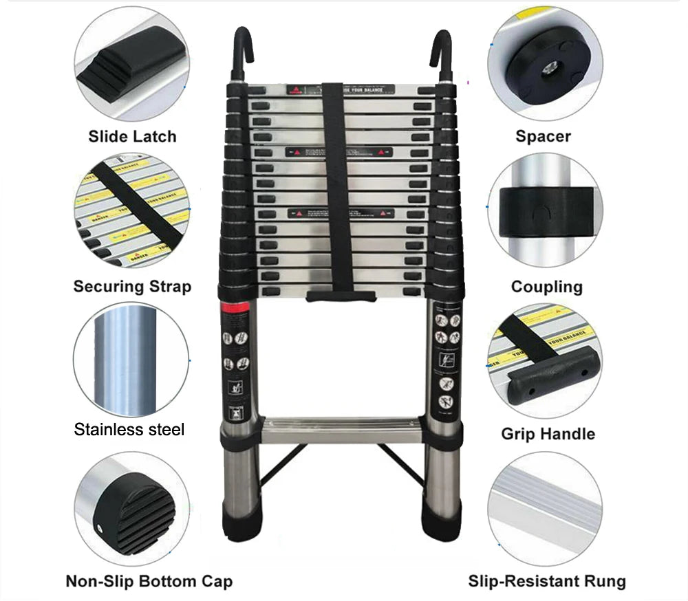 Telescopische ladder - Telescoopladder - Alaminium - 4,4M - Zilver
