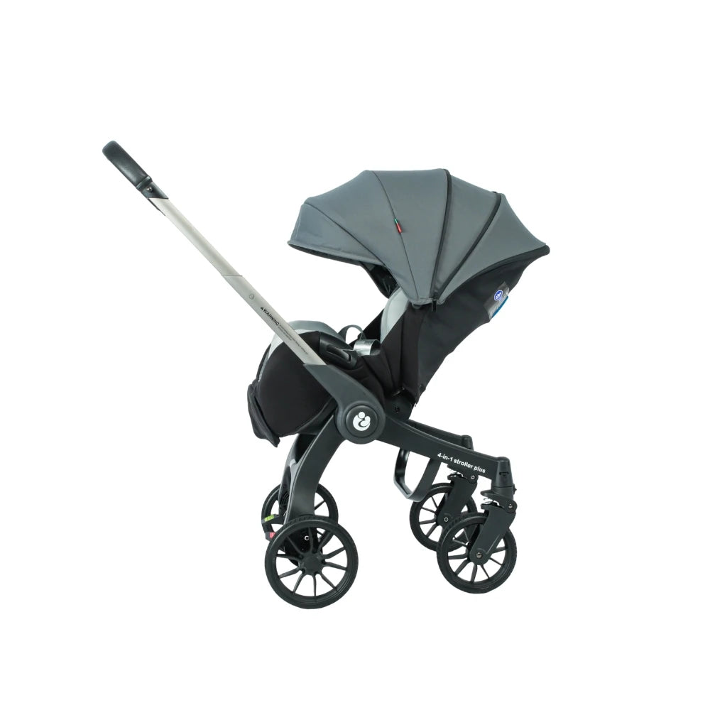 Multifunctionele kinderwagen, volledig plat liggend ontwerp, eenvoudig inklapbaar met één klik, betrouwbare schokabsorberende wielen, huidvriendelijk en ademend zitkussen voor pasgeborenen en peuters, Grijs