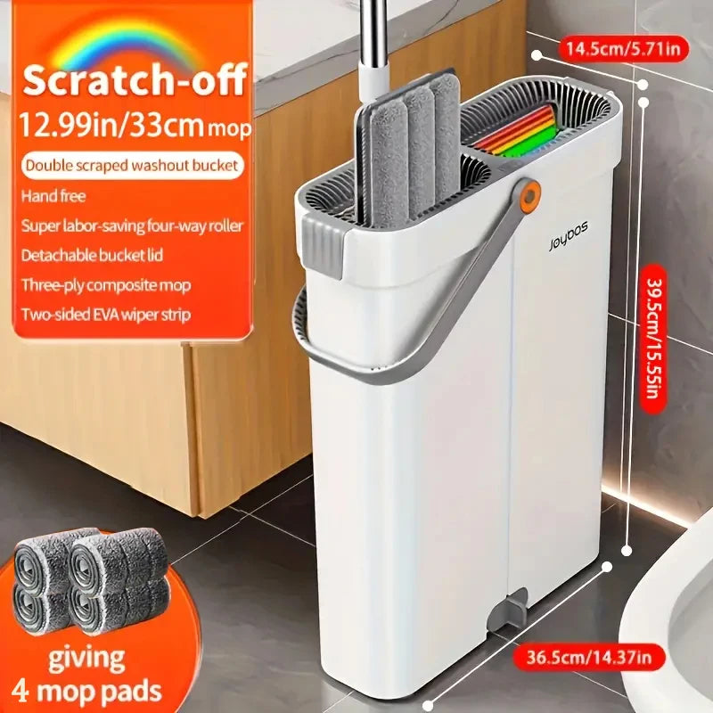 Dweilsysteem - Dweilset - Mop set - Met wringer - Wit - Joybos