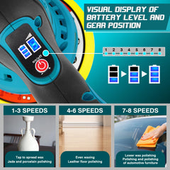 Polijstmachine - Poetsmachine auto - Met accu - Blauw - Dayplus