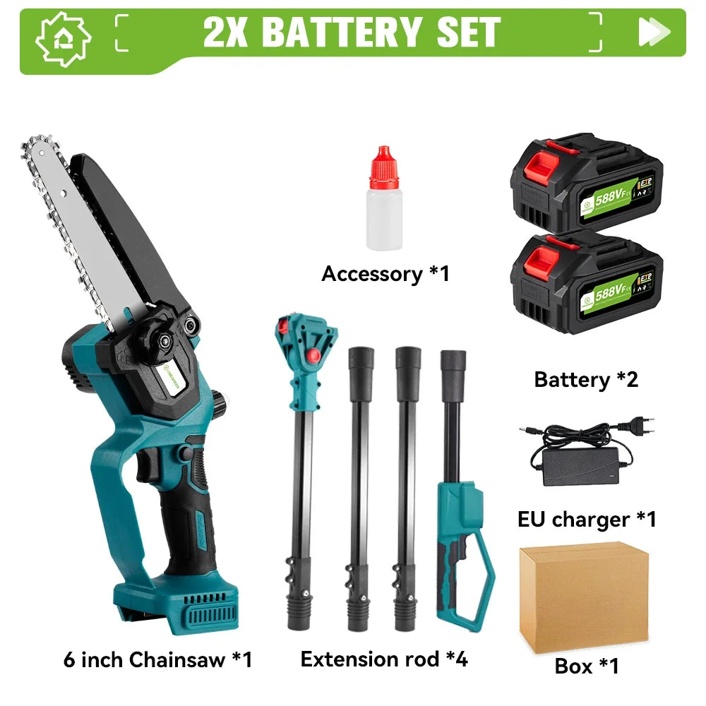 ONEGREEN 4500W 6Inch Borstelloze Telescopische Paal Elektrische Kettingzaag 205CM Oplaadbare Tuinieren Power Tool Voor 21V 18V Batterij