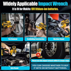 Slagmoersleutel met accu - Slagschroevendraaier - Met 2 Batterijen - Jemi