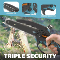 Mini kettingzaag - Elektrische snoeischaar - Met accu - Blauw - Jemi