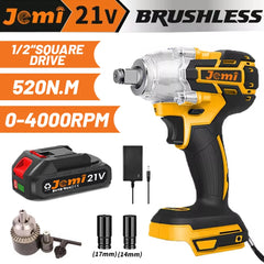 Slagmoersleutel met accu - Slagschroevendraaier - Met 2 Batterijen - Jemi